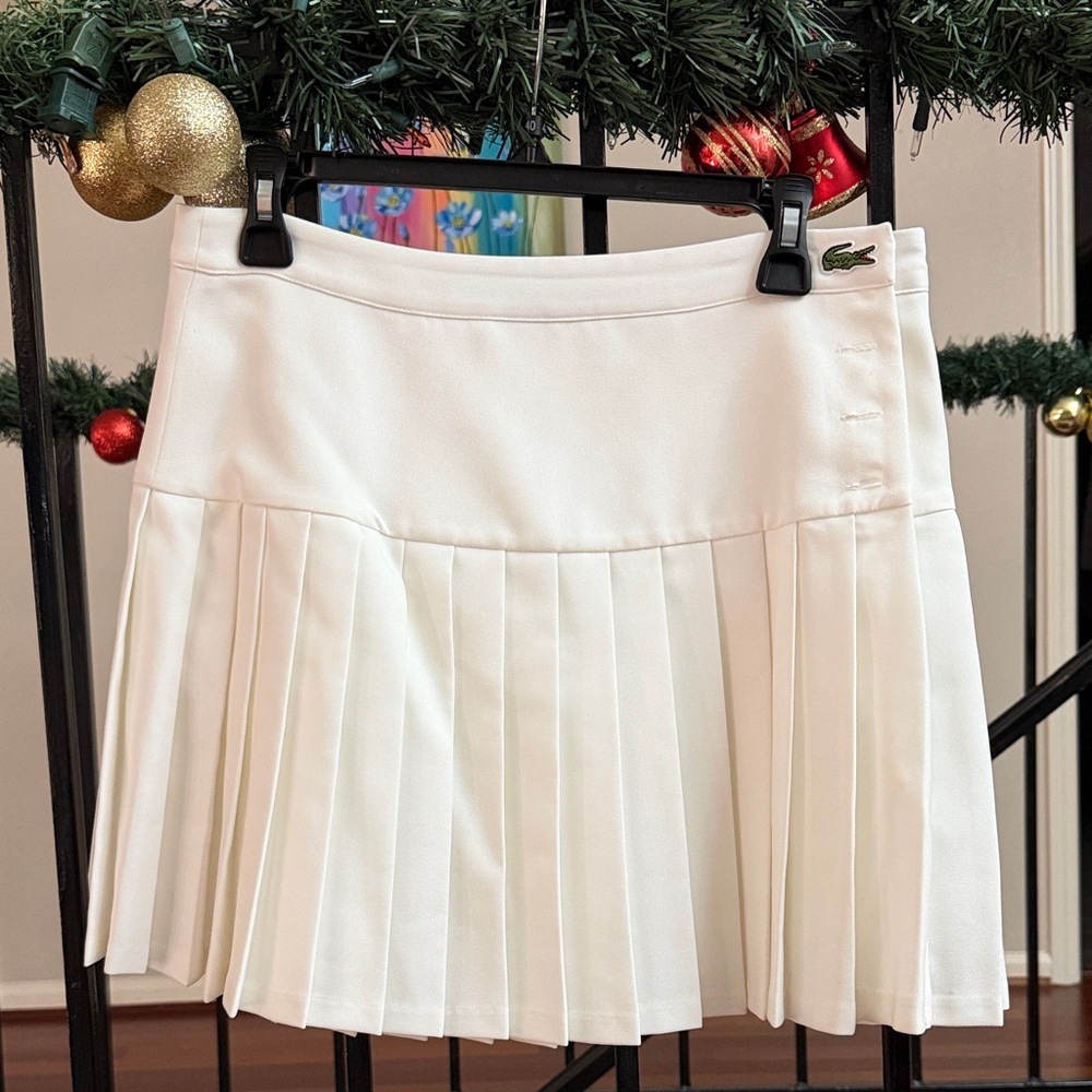 Lacoste Women's Cream A-Line Pleated Skirt